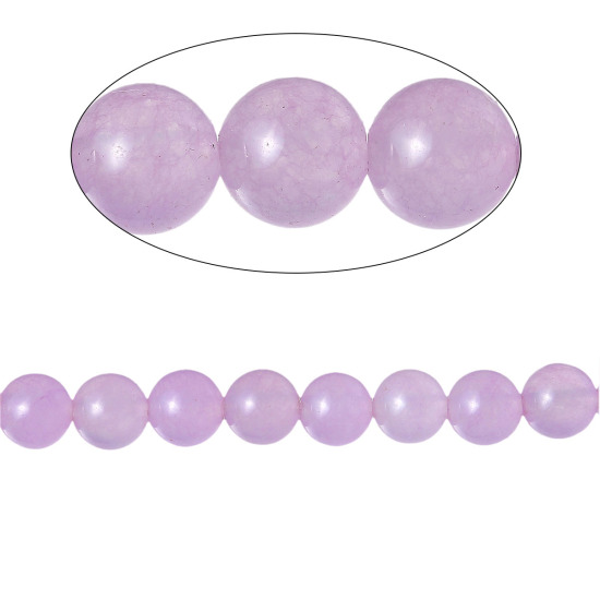 Image de (Classement B) Perles en Agate (Naturel/Teint) Rond Mauve 6mm Dia, Taille de Trou: 1.2mm, 38.6cm long, 1 Enfilade 