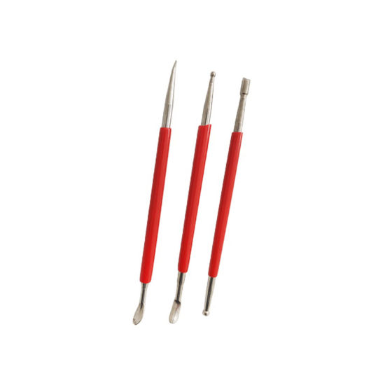 Picture of Stainless Steel + Plastic Modeling Clay Tools Red 16cm, 1 Set ( 3 PCs/Set)