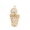 Bild von Messing Sport Charms Basketballkorb Vergoldet Basketball Micro Pave Klar Zirkon 25mm x 13mm, 2 Stück
