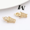 Bild von Messing Sport Charms Basketballkorb Vergoldet Basketball Micro Pave Klar Zirkon 25mm x 13mm, 2 Stück