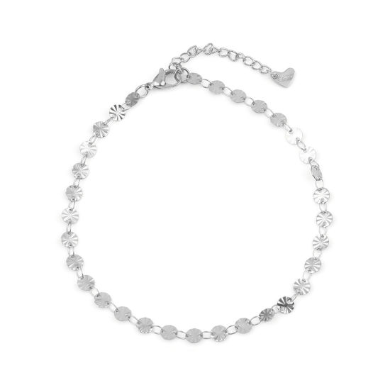 Picture of 304 Stainless Steel Stylish Anklet Silver Tone Round 25cm(9 7/8") long, 1 Piece