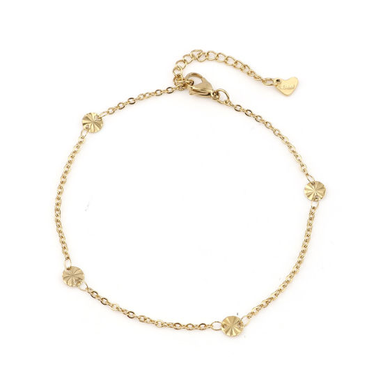 Picture of 304 Stainless Steel Stylish Anklet Gold Plated Round 23.5cm(9 2/8") long, 1 Piece