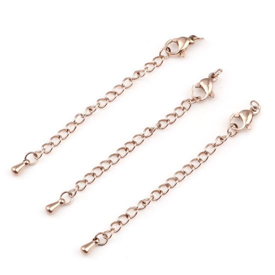 Picture of Stainless Steel Extender Chain For Jewelry Necklace Bracelet Rose Gold Lobster Clasp Drop 7cm(2 6/8") long, 5 PCs