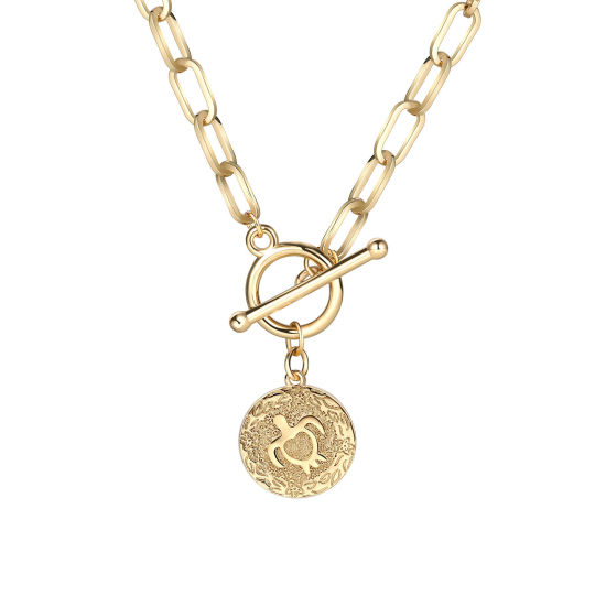 Image de 1 Pièce Collier à Pendentif Chaîne de Trombone Bijoux d'Océan en Laiton Placage Sous Vide Écologique Simple & Décontracté Plaqué Or Véritable 18K Tortue de Mer Pour Femmes Fête 57cm long