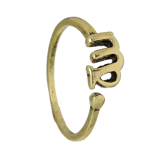 Bild von Zinklegierung Einstellbar Ring Antik Gold Sternbild Jungfrau Verstellbar (US Größe: ) 16.7mm 1 Stück