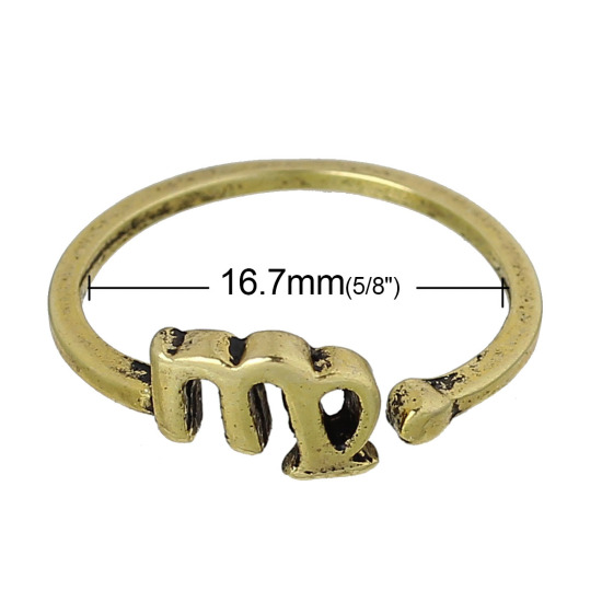 Bild von Zinklegierung Einstellbar Ring Antik Gold Sternbild Jungfrau Verstellbar (US Größe: ) 16.7mm 1 Stück