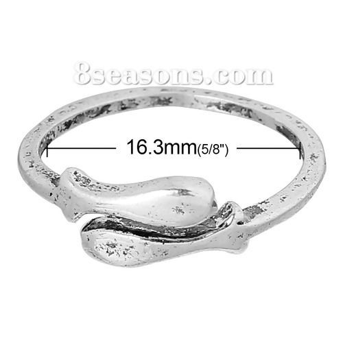 Picture of Adjustable Rings Fish Pisces Antique Silver Color 16.3mm( 5/8") US 5.75, 1 Piece