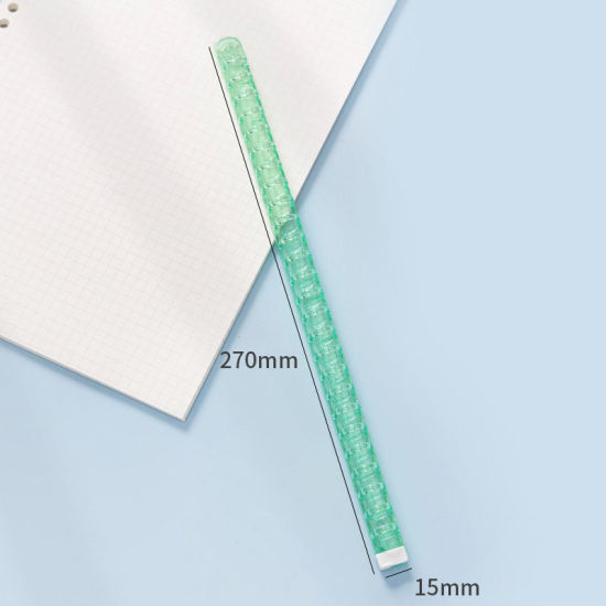 Bild von Grün - Kunststoff Transparent Abnehmbare DIY Montage B5 Lose-Blatt-Aufbewahrungsclip Zubehör 27x1.3x1.5cm, 1 Stück