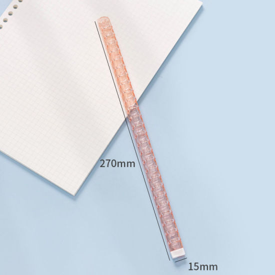Bild von Rosa - Kunststoff Transparent Abnehmbare DIY Montage B5 Lose-Blatt-Aufbewahrungsclip Zubehör 27x1.3x1.5cm, 1 Stück