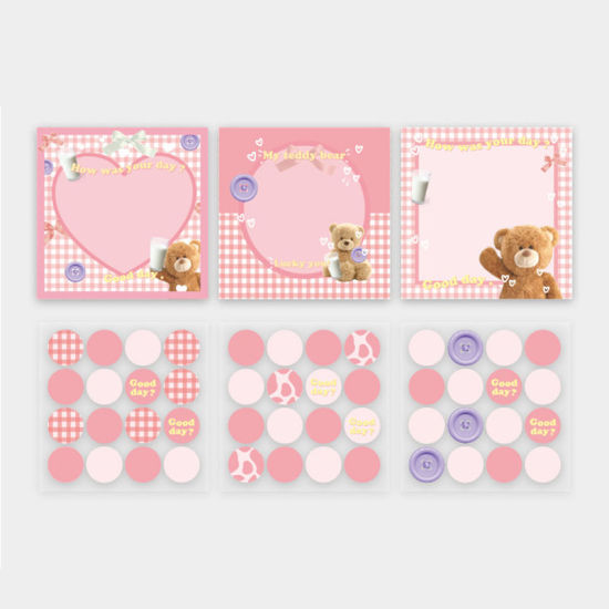 Изображение Pink - Cute Bear Paper Memo Sticky Note DIY Scrapbook Stickers 8x8cm, 1 Set