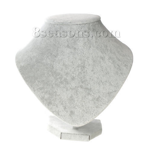 Picture of Velvet Jewelry Bust Necklace Display Stand Gray 19.2cm(7 4/8") x 18cm(7 1/8"), 1 Piece