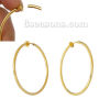 Picture of Brass Non Piercing Fake Clip On Hoop Earrings Circle Ring Gold Plated 4.1cm x 3.9cm(1 5/8" x 1 4/8"), 2 PCs                                                                                                                                                   