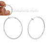 Picture of Brass Non Piercing Fake Clip On Hoop Earrings Circle Ring Silver Tone 4.1cm x 3.9cm(1 5/8" x 1 4/8"), 2 PCs                                                                                                                                                   