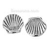 Picture of Spacer Beads Shell Antique Silver Color Stripe Carved About 9mm x 8mm, Hole:Approx 1.4mm, 100 PCs