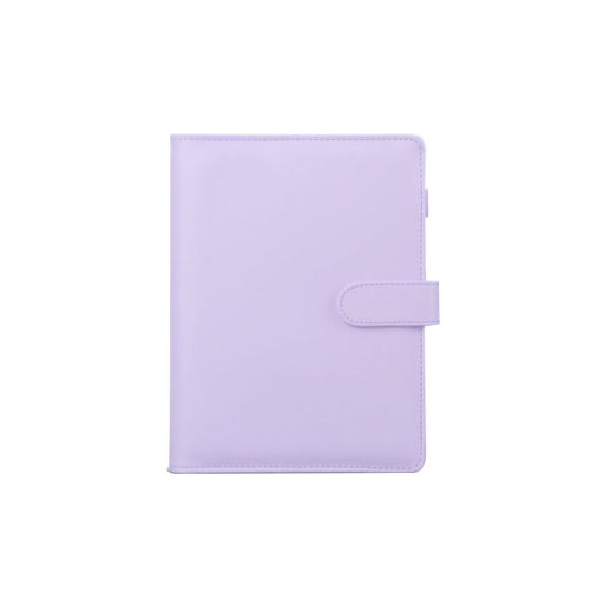 紫-A6磁気バックルノートブックPUカバーバインダー、内側の筆記用紙なし、1冊 の画像