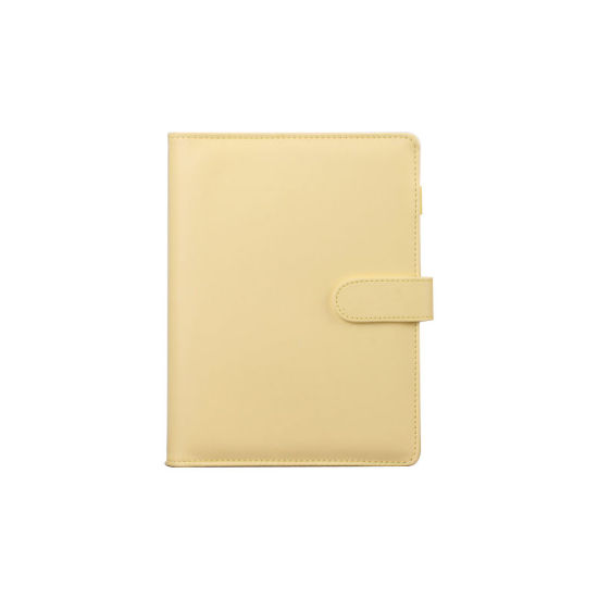 黄色-A6磁気バックルノートブックPUカバーバインダー、内側の筆記用紙なし、1冊 の画像