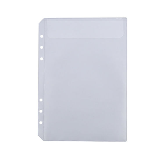 Picture of Transparent - Single Pocket A5 PVC Waterproof Zipper Loose Leaf Photo Business Card File Folder Storage Bag 21x15cm, 5 PCs