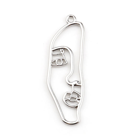 Picture of Zinc Based Alloy Pendants Face Silver Tone 40mm x 13mm, 10 PCs