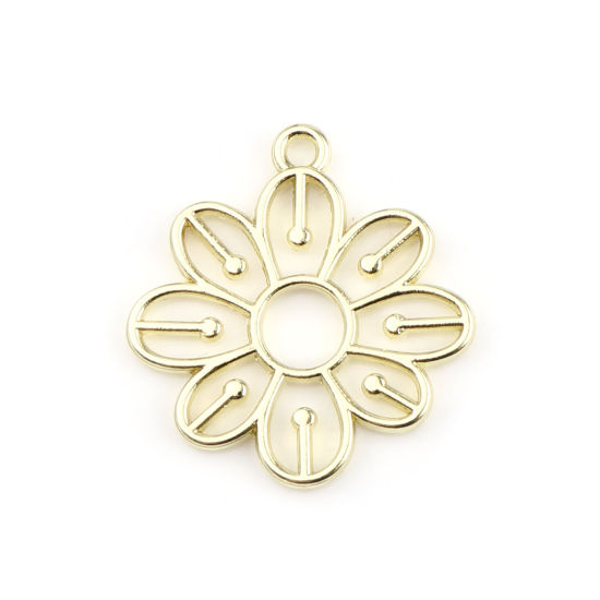 Immagine di Lega di Zinco Charms Fiore Oro Placcato Pittura 23mm x 22mm , 10 Pz