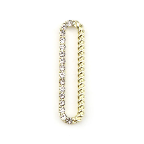 Immagine di Lega di Zinco Ciondoli Ovale Oro Placcato Trasparente Strass 31mm x 8mm , 5 Pz