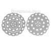 Picture of 304 Stainless Steel Filigree Stamping Embellishments Findings, Round Silver Tone, Flower Hollow Carved 4.9cm(1 7/8") Dia, 10 PCs