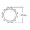 Picture of 304 Stainless Steel Filigree Stamping Embellishments Findings, Round Silver Tone, Flower Hollow Carved 4cm(1 5/8") Dia, 10 PCs