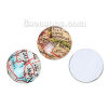 Picture of Glass Dome Seals Cabochons Round Flatback At Random Travel World Map Message Pattern 20mm( 6/8") Dia, 30 PCs