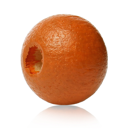 Image de Perles en Bois de Hinoki Naturel Forme Rond Rouge orangé Diamètre: 8mm, 500 Pcs