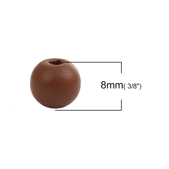 Picture of Natural Hinoki Wood Spacer Beads Round Light Coffee About 8mm Dia, 500 PCs