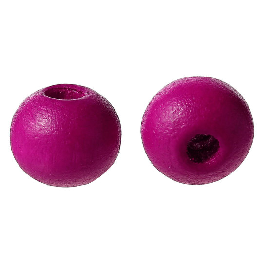 Picture of Natural Hinoki Wood Spacer Beads Round Fuchsia About 8mm Dia, 500 PCs