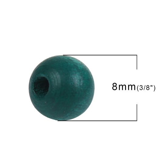 Picture of Natural Hinoki Wood Spacer Beads Round Dark green About 8mm Dia, 500 PCs