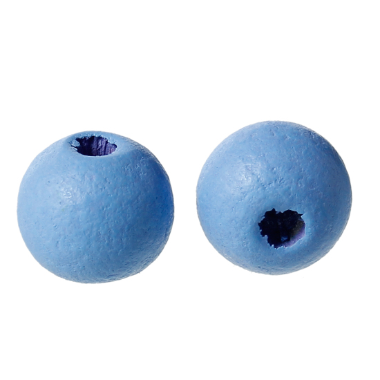 Picture of Natural Hinoki Wood Spacer Beads Round Blue About 8mm Dia, 500 PCs