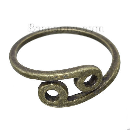Image de Bagues de Nouvelle Tendance Ajustable en Alliage de Zinc Bronze Antique, Constellation Cancer, Réglable Taille de Bague: 16.3mm, 1 Pièce