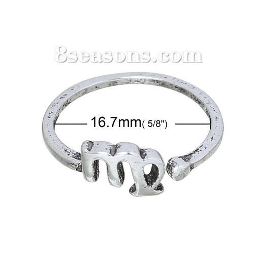 Bild von Zinklegierung Modisch Einstellbar Ring Antiksilber Sternbild Jungfrau  Verstellbar (US Größe: ) 16.7mm 1 Stück