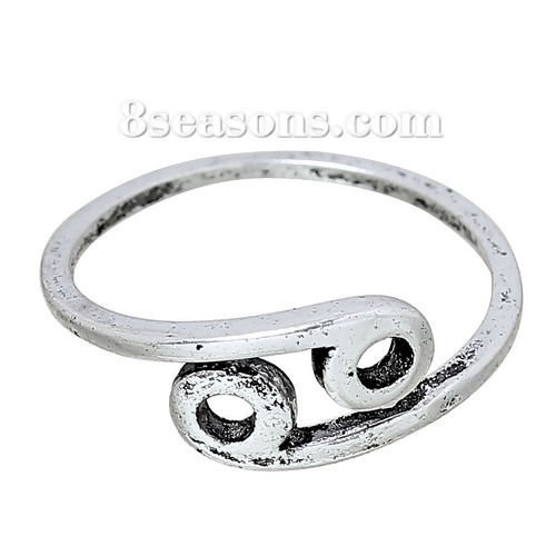 Picture of Adjustable Rings Antique Silver Color Cancer 16.3mm( 5/8") US 5.75, 1 Piece