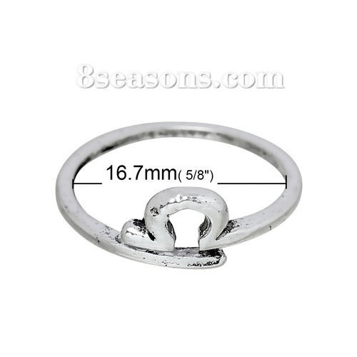 Bild von Zinklegierung Modisch Einstellbar Ring Antiksilber Sternbild Waage Verstellbar (US Größe: ) 16.7mm 1 Stück