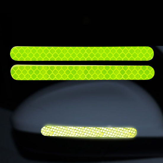 Bild von Neongrün - PVC Rückspiegel Reflektor Aufkleber Autoprodukte 16x1,5cm, 1 Set（2 Stück/Set）