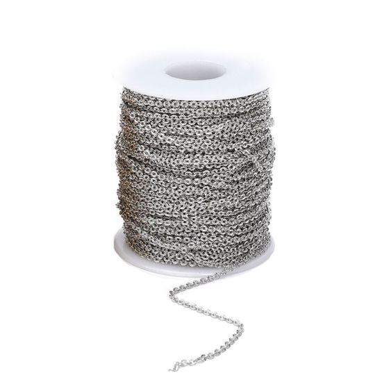 Изображение Нержавеющая Сталь Снаряженные Цепи Серебряный Тон 2.8мм x 2.3мм, 1 М