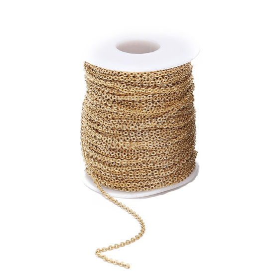 Изображение 1 М Экологичное вакуумное PVD-покрытие Нержавеющая Сталь Снаряженные Цепи Для изготовления ювелирных изделий ручной работы своими руками Позолоченный 2.8x2.3мм