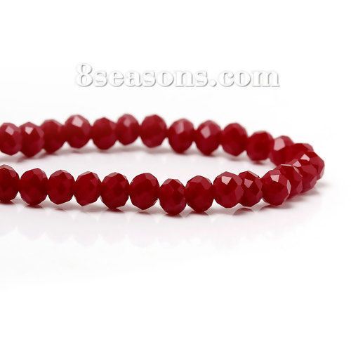 Picture of Glass Loose Beads Round Red Faceted About 4mm Dia, Hole: Approx 0.6mm, 1 Strand