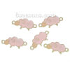 Picture of Zinc Based Alloy Easter Connectors Findings Sheep Animal Light Golden Pink Enamel 25mm(1") x 12mm(4/8"), 20 PCs
