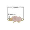 Picture of Zinc Based Alloy Easter Connectors Findings Sheep Animal Light Golden Pink Enamel 25mm(1") x 12mm(4/8"), 20 PCs