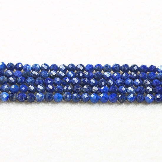 Image de Perles en Lapis-Lazuli ( Naturel ) Rond Saphir A Facettes Env. 2mm Dia., 37cm - 36cm long, 1 Enfilade (Env. 180 Pcs/Enfilade)