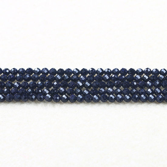 Image de Perles en Pierre d'Or Bleue ( Synthétique ) Rond Bleu-Noir A Facettes Env. 2mm Dia., 37cm - 36cm long, 1 Enfilade (Env. 180 Pcs/Enfilade)