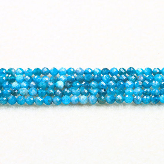 Image de Perles en Apatite ( Naturel ) Rond Bleu A Facettes Env. 3mm Dia., 37cm - 36cm long, 1 Enfilade (Env. 115 Pcs/Enfilade)
