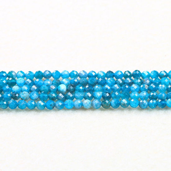 Image de Perles en Apatite ( Naturel ) Rond Bleu A Facettes Env. 4mm Dia., 37cm - 36cm long, 1 Enfilade (Env. 90 Pcs/Enfilade)