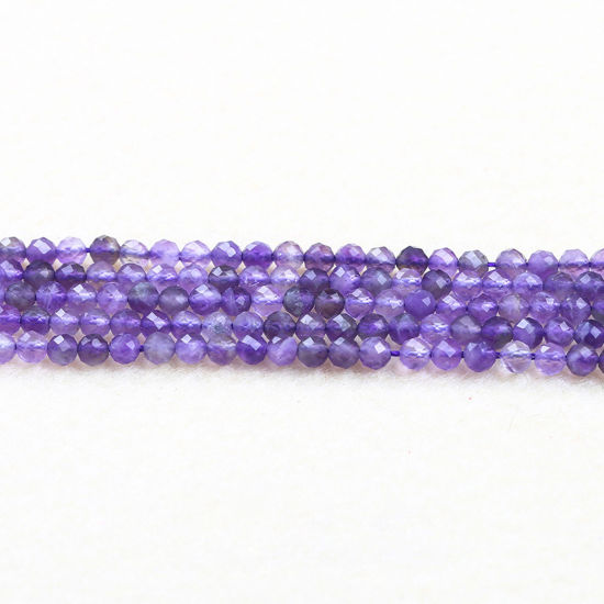 Image de Perles en Améthyste ( Naturel ) Rond Violet A Facettes Env. 4mm Dia., 37cm - 36cm long, 1 Enfilade (Env. 90 Pcs/Enfilade)