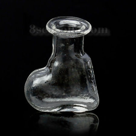 Transparent Glass Mini Message Wish Bottle Bubble Vial Shoe Shape Clear 25mm x 20mm, 5 PCs
