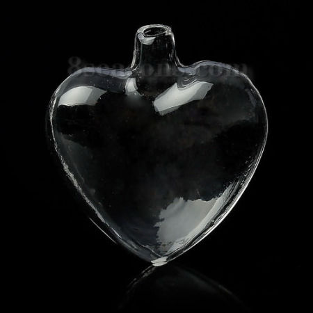 Transparent Glass Mini Message Wish Bottle Bubble Vial Heart Clear 4cm x3.6cm - 3.8cm x3.6cm, 5 PCs
