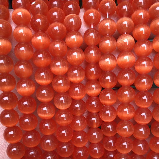 Picture of Cat's Eye Glass ( Natural ) Beads Round Red About 8mm Dia., 38.5cm(15 1/8") - 36cm(14 1/8") long, 1 Strand (Approx 47 PCs/Strand)